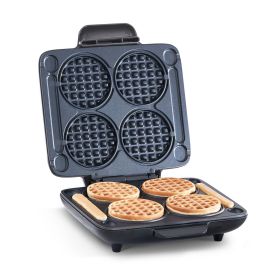 Multi Mini Waffle Maker: Four Mini Waffles; Perfect for Families and Individuals; 4 Inch Dual Non-stick Surfaces with Quick Release & Easy Clean - Bla