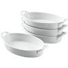 Set of 4 Oval 8"X5" Ceramic Lasagna Pans - White - ceramics