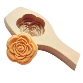 Wooden Moon Cake Mold DIY Pumpkin Pie Baking Mold Rice Cake Bread Mold 3D Rose Pastry Mold 75g - Default