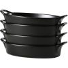 Set of 4 Oval 8"X5" Ceramic Lasagna Pans - black - ceramics