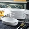 Set of 4 Oval 8"X5" Ceramic Lasagna Pans - White - ceramics