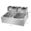 12L 5000W Professional Electric Countertop Deep Fryer Dual Tank Stainless Steel for Restaurant - silver - Stainless steel