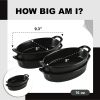 Set of 4 Oval 8"X5" Ceramic Lasagna Pans - black - ceramics