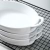 Set of 4 Oval 8"X5" Ceramic Lasagna Pans - White - ceramics